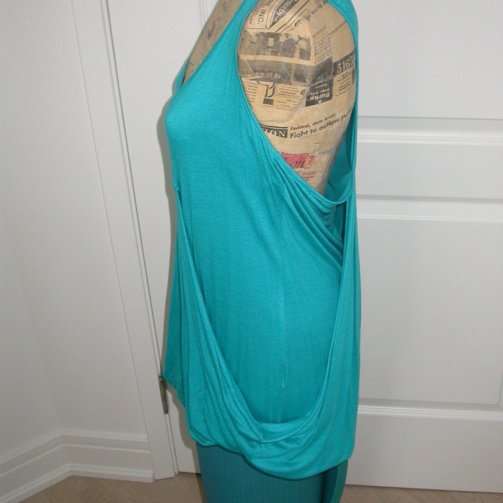 Draped Turquoise Top - Picture 2 of 6
